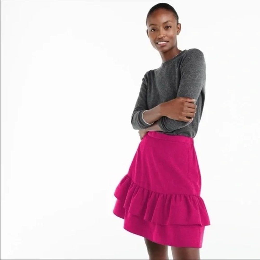J. Crew Wool flannel ruffle skirt
